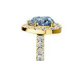 Yellow gold Fancy Blue Heart  Halo Diamond Pavé Solitaire Ring_60