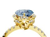 Yellow gold Fancy Blue Heart  Halo Diamond Pave Band Ring with Four-Prong Setting_19