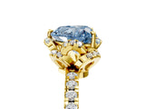 Yellow gold Fancy Blue Heart  Halo Diamond Pave Band Ring with Four-Prong Setting_20