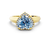 Yellow gold Fancy Blue Heart  Halo Diamond Ring with Cathedral Band and Four-Prong Setting_49