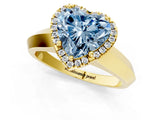 Yellow gold Fancy Blue Heart  Halo Diamond Ring with Cathedral Band and Four-Prong Setting_50
