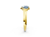 Yellow gold Fancy Blue Heart  Halo Diamond Ring with Cathedral Band and Four-Prong Setting_51