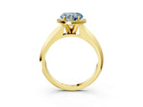 Yellow gold Fancy Blue Heart  Halo Diamond Ring with Cathedral Band and Four-Prong Setting_52