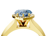 Yellow gold Fancy Blue Heart  Halo Diamond Ring with Cathedral Band and Four-Prong Setting_53