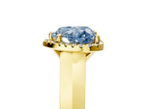 Yellow gold Fancy Blue Heart  Halo Diamond Ring with Cathedral Band and Four-Prong Setting_54