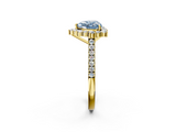 Yellow gold Fancy Blue Heart  Halo Diamond Ring with Pavé Band and Prong Setting_22