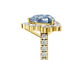 Yellow gold Fancy Blue Heart  Halo Diamond Ring with Pavé Band and Prong Setting_25