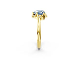 Yellow gold Fancy Blue Heart  Halo Diamond Ring with Round Cluster Setting, Solitaire Band, and Four-Prong Setting_51