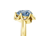 Yellow gold Fancy Blue Heart  Halo Diamond Ring with Round Cluster Setting, Solitaire Band, and Four-Prong Setting_54