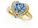 Yellow gold Fancy Blue Heart  Halo Diamond Ring with Split Shank and Four-Prong Setting_63