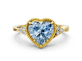 Yellow gold Fancy Blue Heart  Halo Diamond Ring with Tapered Band and Four-Prong Setting_7