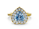 Yellow gold Fancy Blue Heart  Halo Diamond Solitaire with Pavé Band and Four-Prong Setting_56
