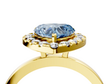Yellow gold Fancy Blue Heart  Halo Diamond Solitaire with Pavé Band and Four-Prong Setting_60