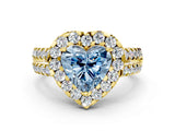 Yellow gold Fancy Blue Heart  Halo Diamond Split Shank Engagement Ring with Prong Setting_66