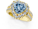 Yellow gold Fancy Blue Heart  Halo Diamond Split Shank Engagement Ring with Prong Setting_67
