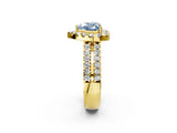 Yellow gold Fancy Blue Heart  Halo Diamond Split Shank Engagement Ring with Prong Setting_68