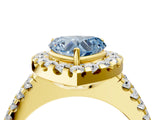 Yellow gold Fancy Blue Heart  Halo Diamond Split Shank Engagement Ring with Prong Setting_70