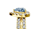 Yellow gold Fancy Blue Heart  Halo Diamond Split Shank Engagement Ring with Prong Setting_71