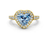 Yellow gold Fancy Blue Heart  Halo Pavé Diamond Engagement Ring with Bezel Setting_37