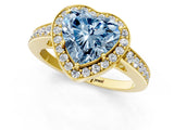 Yellow gold Fancy Blue Heart  Halo Pavé Diamond Engagement Ring with Bezel Setting_38