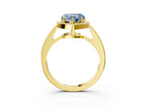 Yellow gold Fancy Blue Heart  Halo Pavé Diamond Engagement Ring with Bezel Setting_40