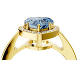 Yellow gold Fancy Blue Heart  Halo Pavé Diamond Engagement Ring with Bezel Setting_41