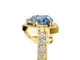 Yellow gold Fancy Blue Heart  Halo Pavé Diamond Engagement Ring with Bezel Setting_42