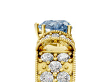 Yellow gold Fancy Blue Heart  Halo Pave Diamond Engagement Ring with Milgrain Detailing_54