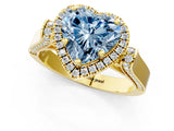 Yellow gold Fancy Blue Heart  Halo Pave Split Shank Prong Setting Ring_28
