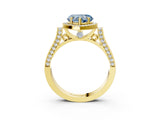 Yellow gold Fancy Blue Heart  Halo Pave Split Shank Prong Setting Ring_30