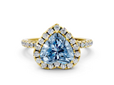 Yellow gold Fancy Blue Heart  Halo Round Diamond Pavé Band Four-Prong Ring_3
