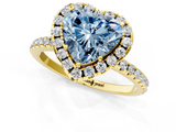 Yellow gold Fancy Blue Heart  Halo Round Diamond Pavé Band Four-Prong Ring_4