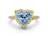 Yellow gold Fancy Blue Heart  Halo Round Diamond Pave Band with Four-Prong Setting_38