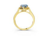 Yellow gold Fancy Blue Heart  Halo Round Diamond Pave Band with Four-Prong Setting_41