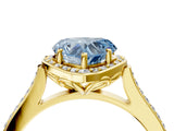 Yellow gold Fancy Blue Heart  Halo Round Diamond Pave Band with Four-Prong Setting_42