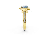 Yellow gold Fancy Blue Heart  Halo Solitaire Diamond Ring with Pave Band and Bezel Setting_51