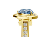 Yellow gold Fancy Blue Heart  Halo Solitaire Diamond Ring with Pave Band and Bezel Setting_54