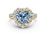 Yellow gold Fancy Blue Heart  Halo Split Shank Diamond Engagement Ring with Pave Band and Four-Prong Setting_52