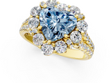 Yellow gold Fancy Blue Heart  Halo Split Shank Diamond Engagement Ring with Pave Band and Four-Prong Setting_53