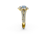 Yellow gold Fancy Blue Heart  Halo Split Shank Diamond Engagement Ring with Pave Band and Four-Prong Setting_54