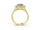 Yellow gold Fancy Blue Heart  Halo Split Shank Diamond Engagement Ring with Pave Band and Four-Prong Setting_55