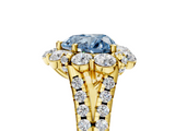 Yellow gold Fancy Blue Heart  Halo Split Shank Diamond Engagement Ring with Pave Band and Four-Prong Setting_57