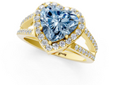 Yellow gold Fancy Blue Heart  Halo Split Shank Diamond Ring with Four-Prong Setting_33
