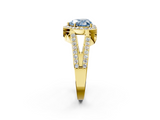 Yellow gold Fancy Blue Heart  Halo Split Shank Diamond Ring with Four-Prong Setting_34