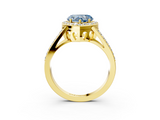 Yellow gold Fancy Blue Heart  Halo Split Shank Diamond Ring with Four-Prong Setting_35