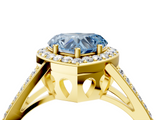 Yellow gold Fancy Blue Heart  Halo Split Shank Diamond Ring with Four-Prong Setting_36