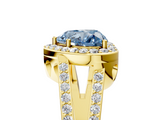 Yellow gold Fancy Blue Heart  Halo Split Shank Diamond Ring with Four-Prong Setting_37