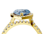 Yellow gold Fancy Blue Heart  Halo Split Shank Diamond Ring with Pavé Setting 4