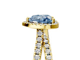 Yellow gold Fancy Blue Heart  Halo Split Shank Diamond Ring with Pavé Setting 5
