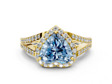 Yellow gold Fancy Blue Heart  Halo Split Shank Diamond Ring with Prong Setting_20